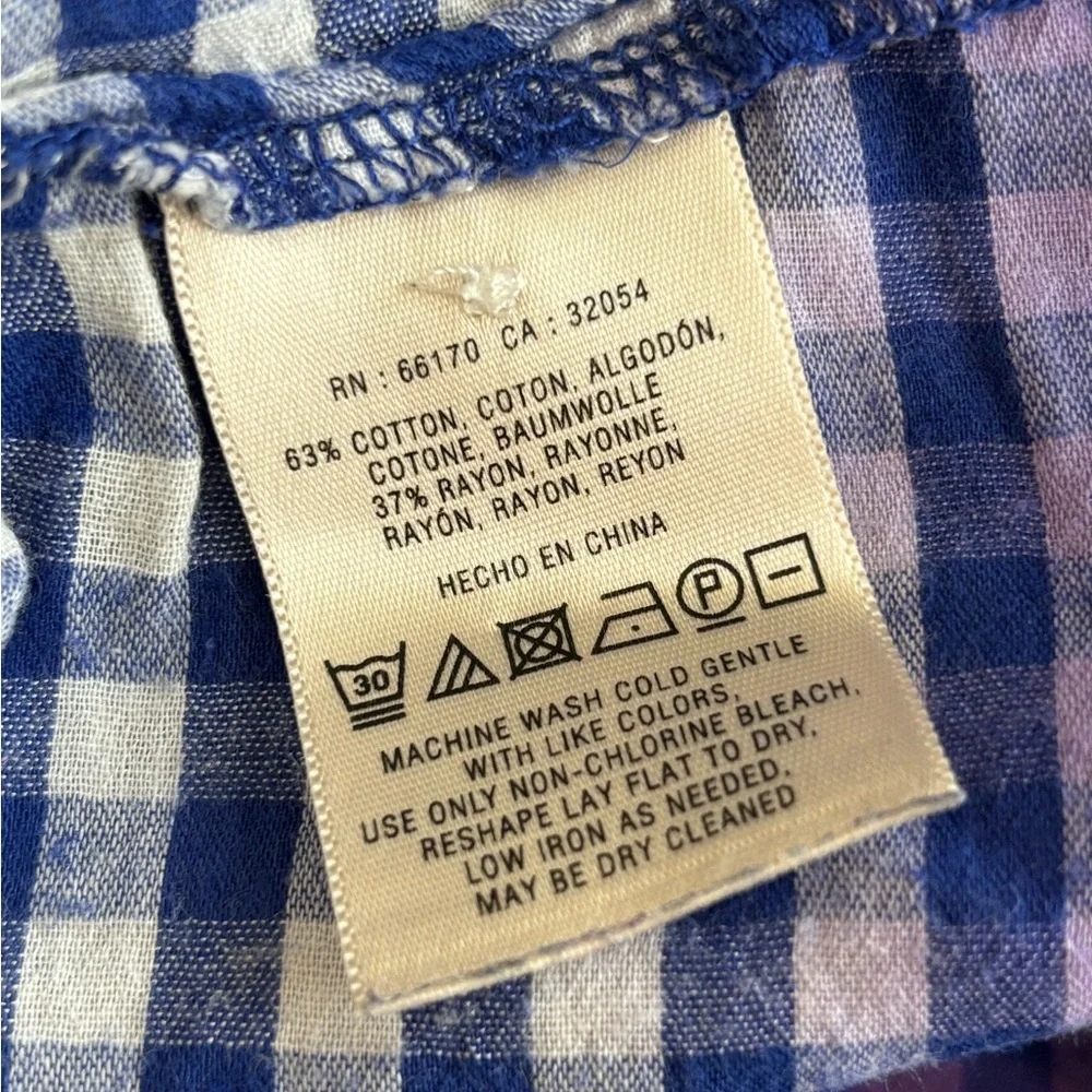 Blue and Purple Gingham Button-Up Shirt, sz 2